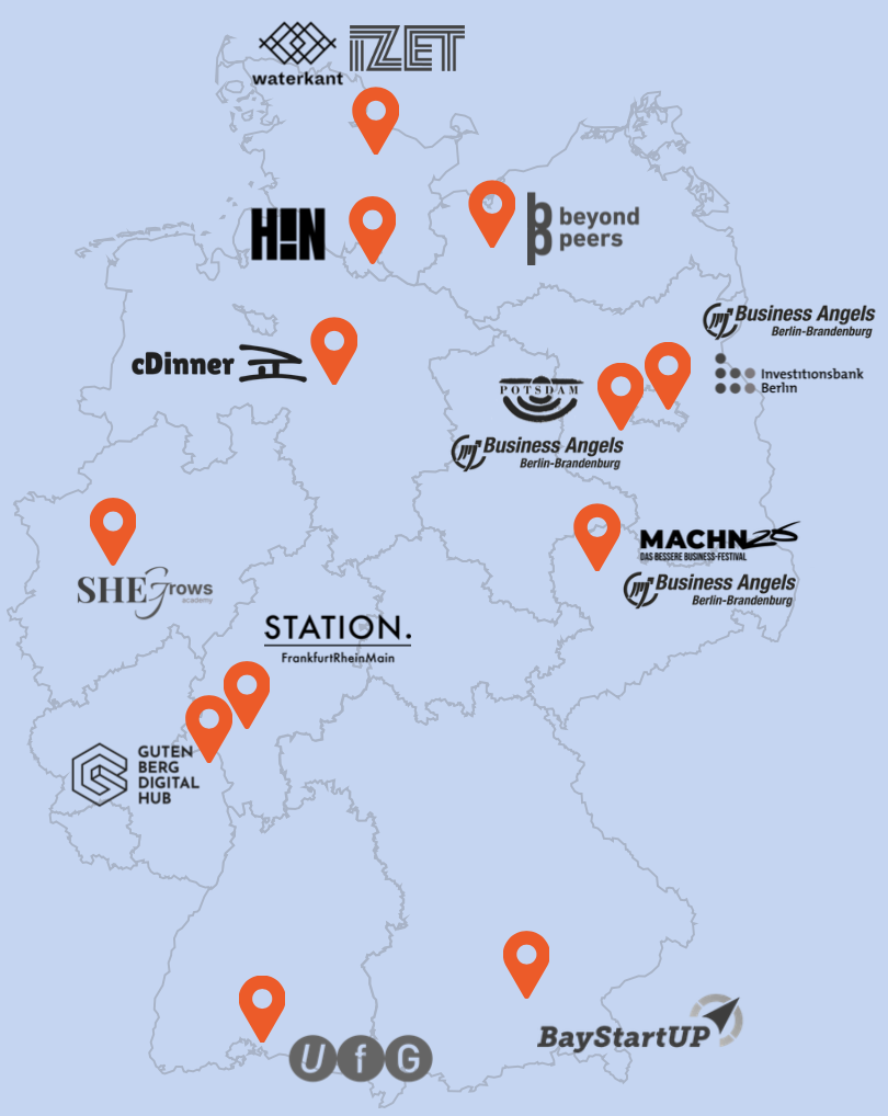 Deutschlandkarte mit allen Halbfinale-Standorten